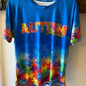 Blue Autism Awareness Puzzle Print T-Shirt